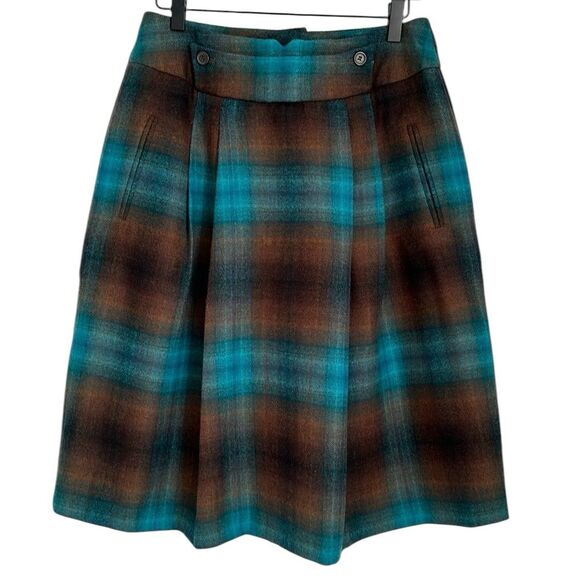 Chadwick’s Collection Wool Blend Multicolor Plaid Pleated Skirt Women’s Size 10 - Picture 1 of 12
